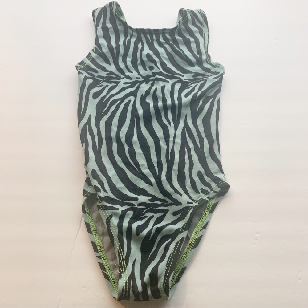 Vintage l Girls One Zebra Print Piece Leotard